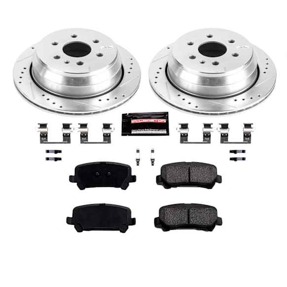 K7127 Rear Brake Disc and Pad Kit, Cross-drilled and Slotted 6 Lugs 324.2 mm Carbon Fiber Ceramic Z23 Evolution Sport Series