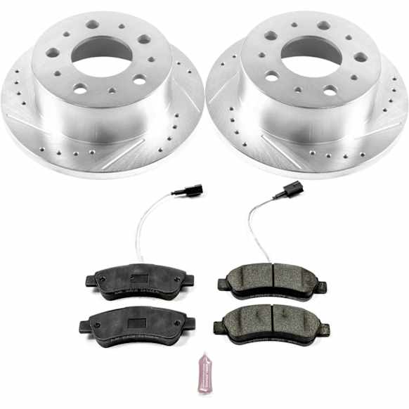 K7310-36 Rear Brake Disc and Pad Kit, Silver zinc-plated, Cross-drilled and Slotted, 5 Lugs, 279.9 mm, Carbon Fiber Ceramic, Z36 Extreme Truck And Tow
