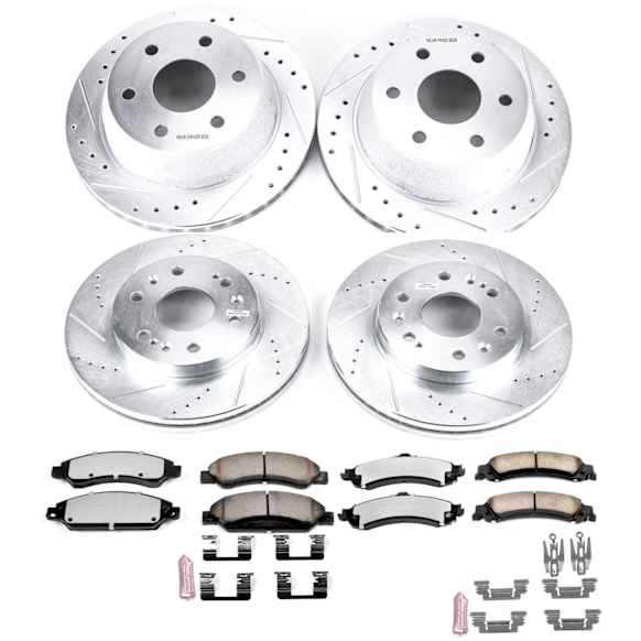 4-Wheel Set Power Stop&reg; K8071-36 Front and Rear Z36 Truck Carbon-Fiber Ceramic Brake Pad and Drilled & Slotted Rotor Kit