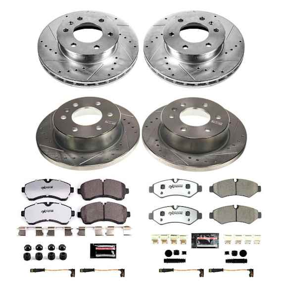 2023 Mercedes Benz Sprinter 2500 - Front and Rear Brake Disc and Pad Kit, Cross-drilled and Slotted, 6 Lugs, 298 mm, Carbon Fiber Ceramic, with Manual Parking Brake, 2.0L 4Cyl, Z36 Extreme Truck And Tow