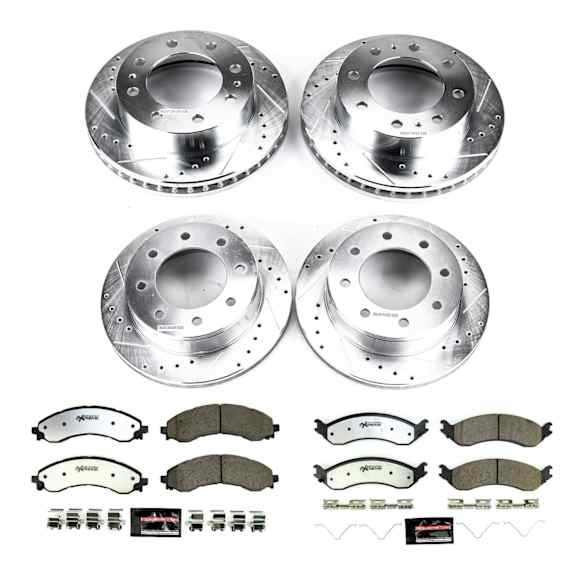 2023 Chevrolet Express 2500 - Front and Rear Brake Disc and Pad Kit, Cross-drilled and Slotted, 8 Lugs, 325 mm, Carbon Fiber Ceramic, 6.6L 8Cyl, Z36 Extreme Truck And Tow