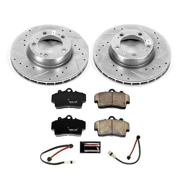 K8822 Front Brake Disc and Pad Kit, Cross-drilled and Slotted, 5 Lugs, 318 mm, Carbon Fiber Ceramic, Z23 Evolution Sport Series