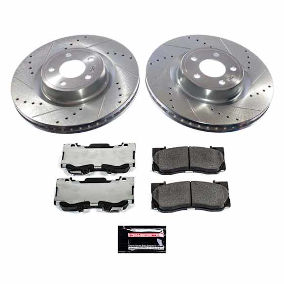 K9029-26 Front Brake Disc and Pad Kit, Cross-drilled and Slotted, 5 Lugs, 352 mm, Carbon Fiber Ceramic, Z26 Street Warrior Carbon-Fiber Ceramic Series