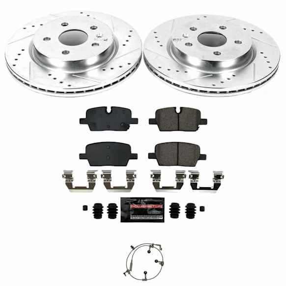 K9300 Rear Brake Disc and Pad Kit, Cross-drilled and Slotted, Carbon Fiber Ceramic