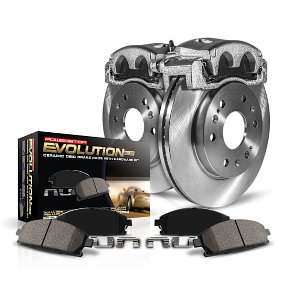 KCOE1043 2-Wheel Set Front Brake Kit With Calipers, Plain Surface 5 Lugs 282 mm Natural Caliper, Ceramic, Z17 OE Replacement, Includes (1) Brake Disc and Pad Kit and (2) Brake Caliper