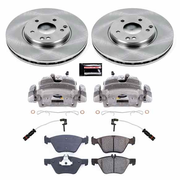 KCOE2926 2-Wheel Set Front Brake Kit With Calipers, Plain Surface 5 Lugs 300 mm Natural Caliper, Ceramic, Z17 OE Replacement, Includes (1) Brake Disc and Pad Kit and (2) Brake Caliper