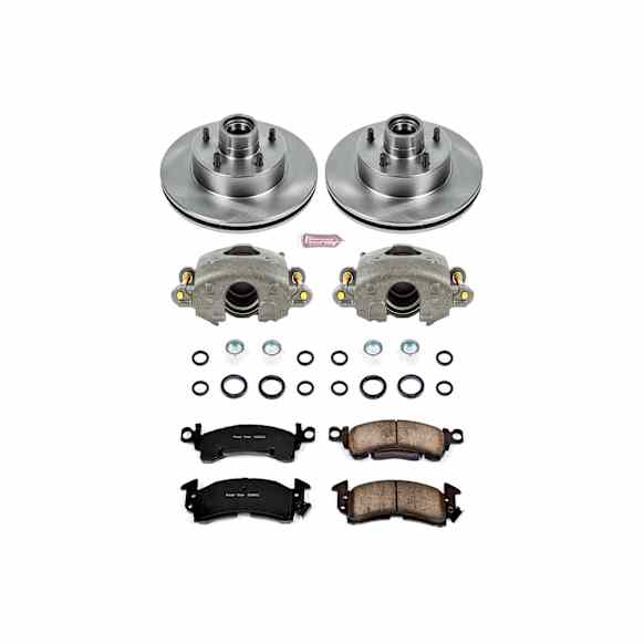 KCOE2936 2-Wheel Set Front Brake Kit With Calipers, Plain Surface 5 Lugs 301.2 mm Natural Caliper, Ceramic, Z17 OE Replacement, Includes (1) Brake Disc and Pad Kit and (2) Brake Caliper