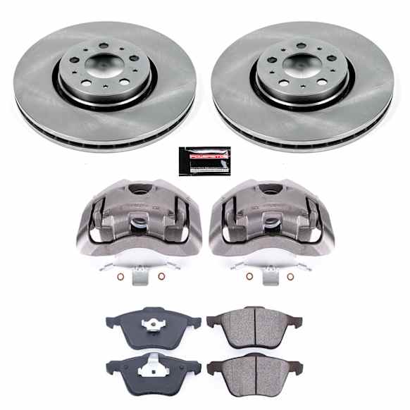 2010 Volvo XC90 - 2-Wheel Set Front Brake Kit With Calipers, Plain Surface, 5 lugs, 315.7 mm, Ceramic, Natural, Z17 OE Replacement Includes (2) Brake Caliper and (2) Brake Disc and Pad Kit