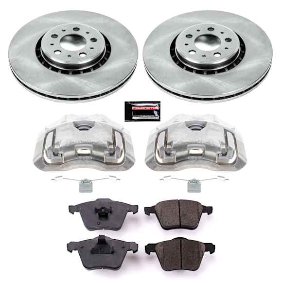 2008 Volvo XC90 - 2-Wheel Set Front Brake Kit With Calipers, Plain Surface, 5 lugs, 335.5 mm, Ceramic, Natural, Z17 OE Replacement Includes (2) Brake Caliper and (2) Brake Disc and Pad Kit