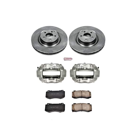 KCOE4695 2-Wheel Set Front Brake Kit With Calipers, Plain Surface 5 Lugs 360 mm Natural Caliper, Ceramic, Z17 OE Replacement, Includes (1) Brake Disc and Pad Kit and (2) Brake Caliper