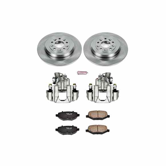 KCOE4744 2-Wheel Set Rear Brake Kit With Calipers, Plain Surface 5 Lugs 330 mm Natural Caliper, Ceramic, Z17 OE Replacement, Includes (1) Brake Disc and Pad Kit and (2) Brake Caliper