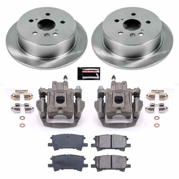 KCOE5333A 2-Wheel Set Rear Brake Kit With Calipers, Plain Surface 5 Lugs 288 mm Natural Caliper, Ceramic, Z17 OE Replacement, Includes (1) Brake Disc and Pad Kit and (2) Brake Caliper