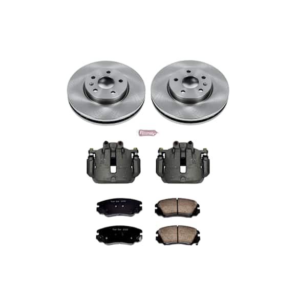 KCOE5334 2-Wheel Set Front Brake Kit With Calipers, Plain Surface 5 Lugs 321 mm Natural Caliper, Ceramic, Z17 OE Replacement, Includes (1) Brake Disc and Pad Kit and (2) Brake Caliper