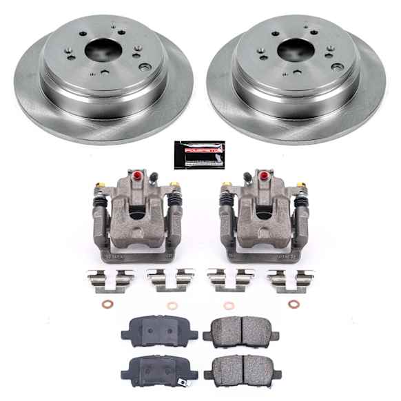 KCOE5502 2-Wheel Set Rear Brake Kit With Calipers, Plain Surface 5 Lugs 313 mm Natural Caliper, Ceramic, Z17 OE Replacement, Includes (1) Brake Disc and Pad Kit and (2) Brake Caliper