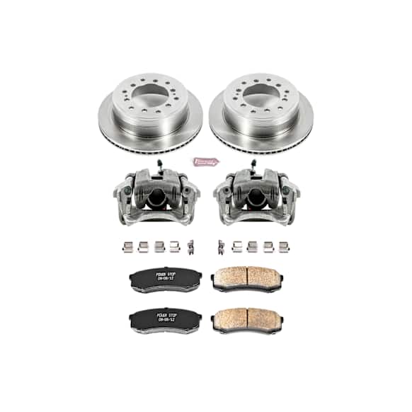 KCOE5875 2-Wheel Set Rear Brake Kit With Calipers, Plain Surface 6 Lugs 312.1 mm Natural Caliper, Ceramic, Z17 OE Replacement, Includes (1) Brake Disc and Pad Kit and (2) Brake Caliper