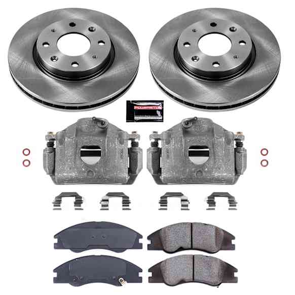 KCOE5903 2-Wheel Set Front Brake Kit With Calipers, Plain Surface 4 Lugs 275 mm Natural Caliper, Ceramic, Z17 OE Replacement, Includes (1) Brake Disc and Pad Kit and (2) Brake Caliper
