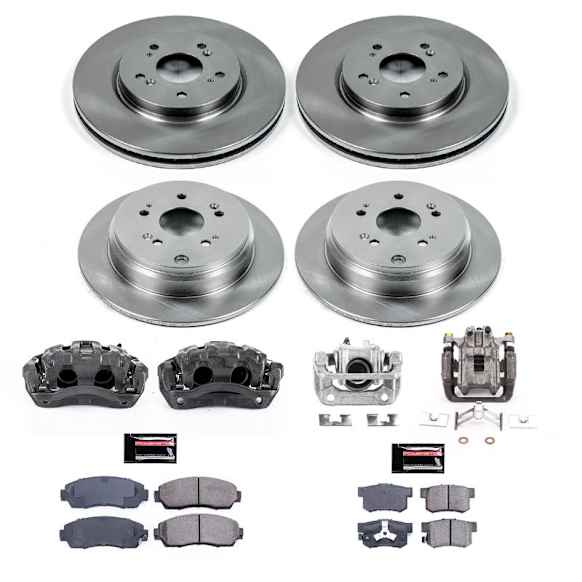 KCOE6305 Front and Rear Brake Kit With Calipers, Natural - Unplated, Plain Surface, 5 Lugs, 296 mm, Natural Caliper, Ceramic, AWD, Z17 OE Replacement