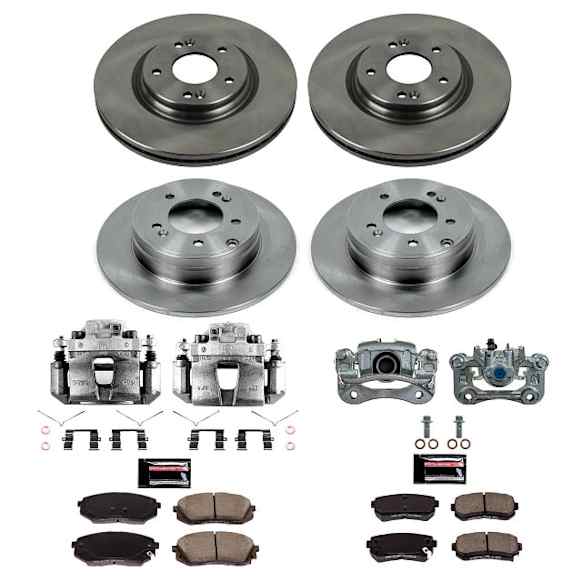 2016 Hyundai Sonata - Front and Rear Brake Kit With Calipers, Natural - Unplated, Plain Surface, 5 Lugs, 283 mm, Ceramic, Natural Caliper, Z17 OE Replacement