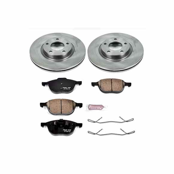 KOE125 Front Brake Disc and Pad Kit, Natural Finish, Plain Surface, 5 Lugs, 299.8 mm, Ceramic, OE Replacement