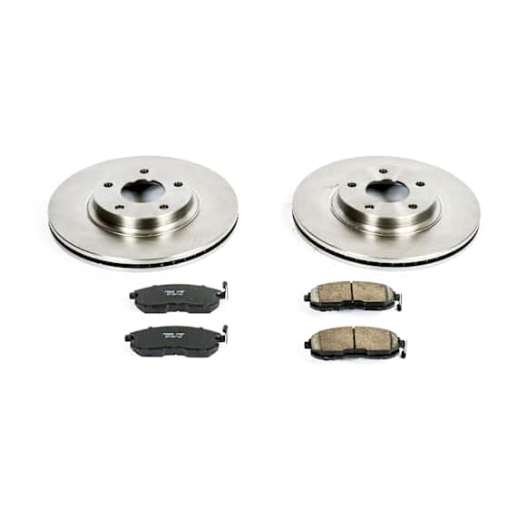 KOE2282 Front Brake Disc and Pad Kit, Natural Finish, Plain Surface, 5 Lugs, 296 mm, Ceramic, OE Replacement