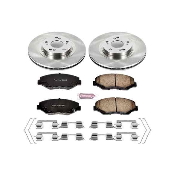 KOE3055 Front Brake Disc and Pad Kit, Natural Finish, Plain Surface, 5 Lugs, 300 mm, Ceramic, OE Replacement