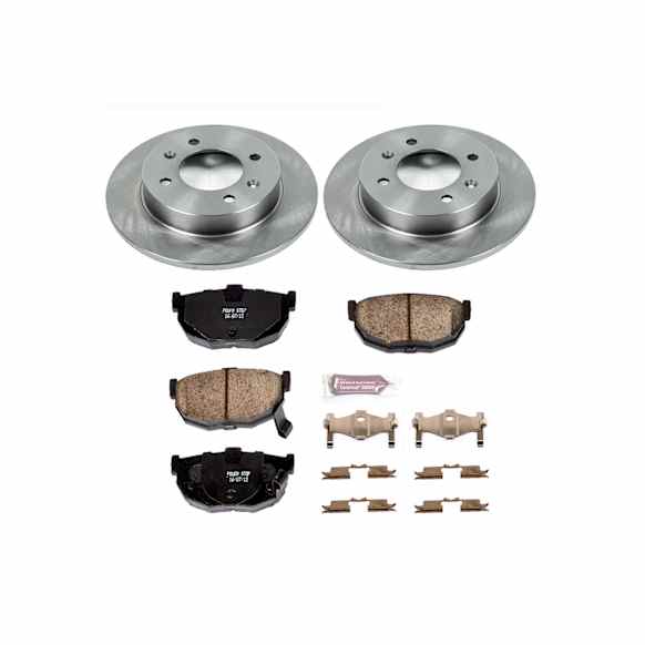 KOE3106 Rear Brake Disc and Pad Kit, Natural Finish, Plain Surface, 4 Lugs, 258 mm, Ceramic, Z17 OE Replacement