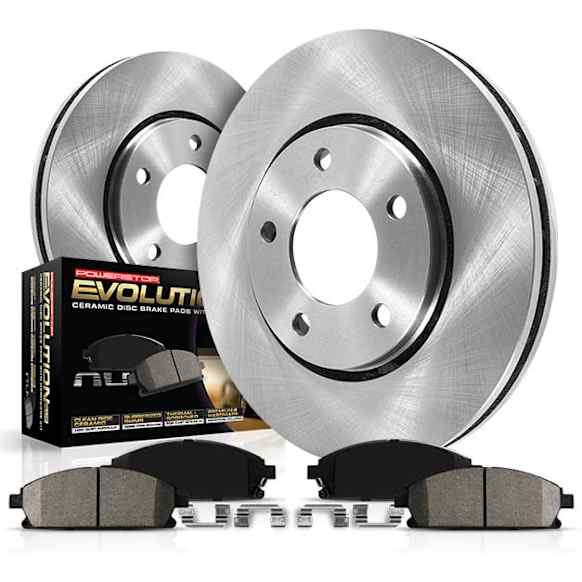KOE443 Front Brake Disc and Pad Kit, Natural Finish, Plain Surface, 5 Lugs, 260 mm, Ceramic, Z17 OE Replacement