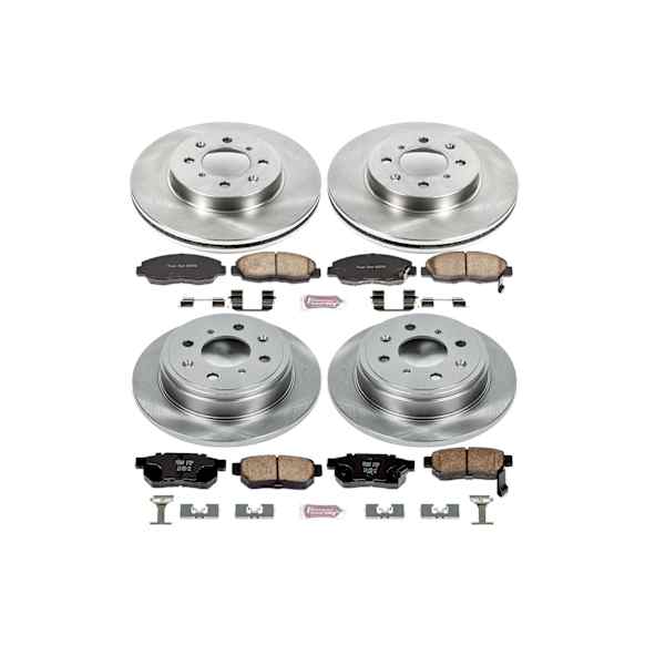 4-Wheel Set Power Stop&reg; KOE691 Front and Rear OE Stock Replacement Low-Dust Ceramic Brake Pad and Rotor Kit