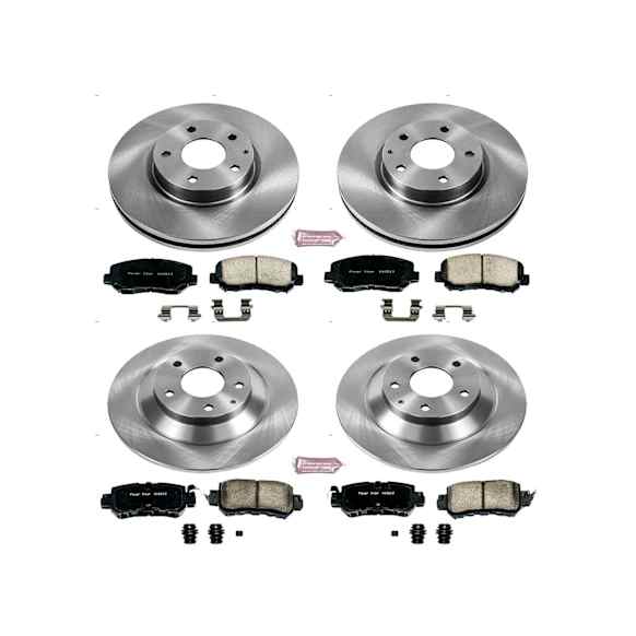 4-Wheel Set Power Stop&reg; KOE6965 Front and Rear OE Stock Replacement Low-Dust Ceramic Brake Pad and Rotor Kit