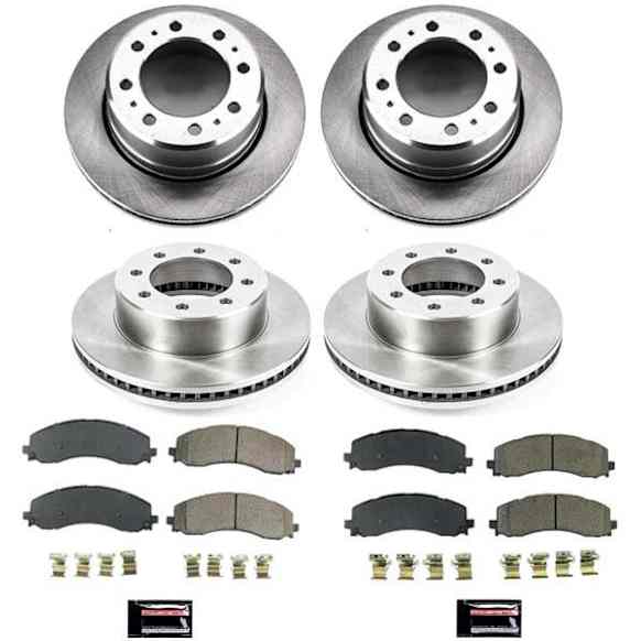 KOE8639 4-Wheel Set Front and Rear Brake Disc and Pad Kit, Plain Surface 8 Lugs 360 mm and 358.2 mm Ceramic Z17 OE Replacement, Includes (2) Brake Pad Set and (4) Brake Disc