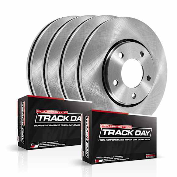 4-Wheel Set Power Stop&reg; TDBK5943 Front and Rear Track Day High-Performance Brake Pads and Rotor Kit