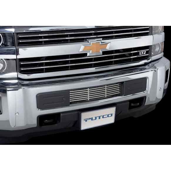 86195 Billet Grille - Polished, Stainless Steel, Horizontal Bars, Bumper Insert, Direct Fit, Sold Individually