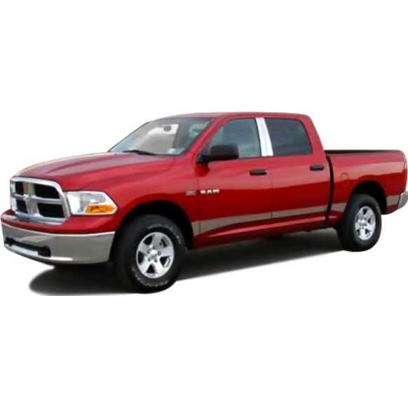 9751305 Driver and Passenger Side Rocker Panel Trim, Polished, Stainless Steel, 12 Pieces, Crew Cab Pickup