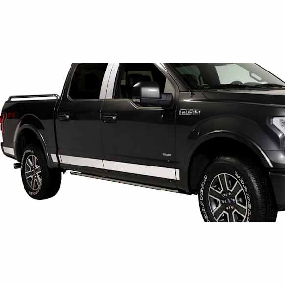 9751465 Driver and Passenger Side Rocker Panel Trim, Polished, Stainless Steel, 12 Pieces, Extended Cab Pickup