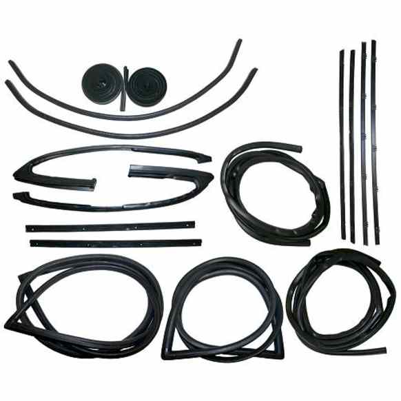 1969 Chevrolet K10 Pickup - Weatherstrip Kit, For Models Without Weatherstrip Trim Groove, For Models With Black Beltline Moldings, For Models With Large Rear Windows