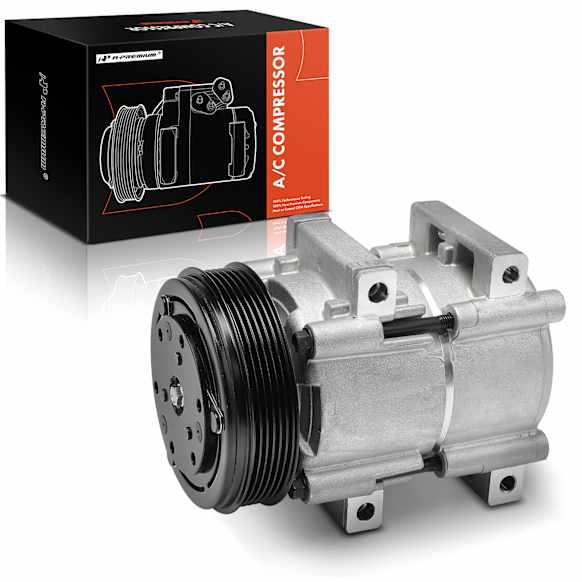 1999 Ford Contour - A/C Compressor, engvin: 3, With Clutch, 6-Groove Pulley, 2.0L 4Cyl