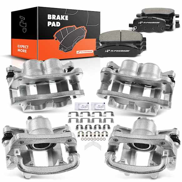 APBC3655 12 Pcs Front & Rear Brake Calipers & Ceramic Brake Pads