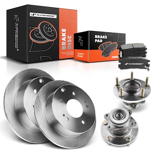 APBRPR1178 8 Pcs Rear Disc Brake Rotors & Ceramic Brake Pads & Hub Bearings
