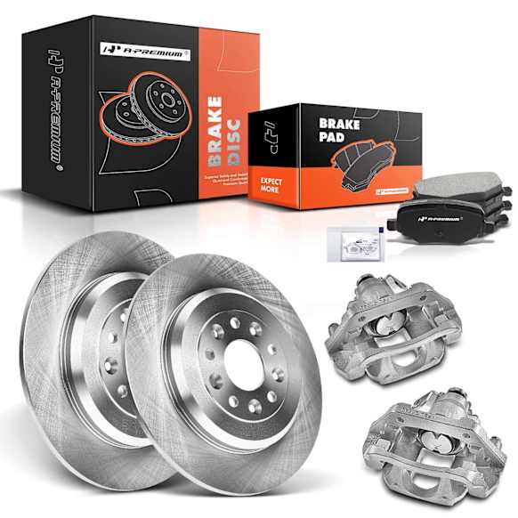 APBRPR1702 8 Pcs Rear Disc Brake Rotors & Ceramic Brake Pads & Brake Calipers