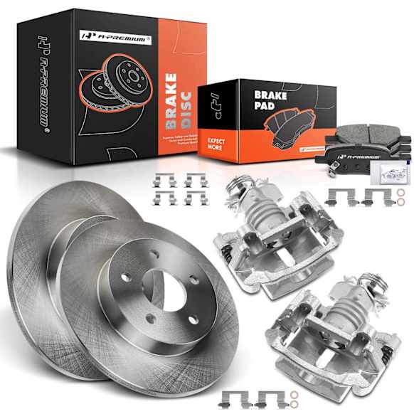 APBRPR669 8 Pcs Rear Disc Brake Rotors & Ceramic Brake Pads & Brake Calipers