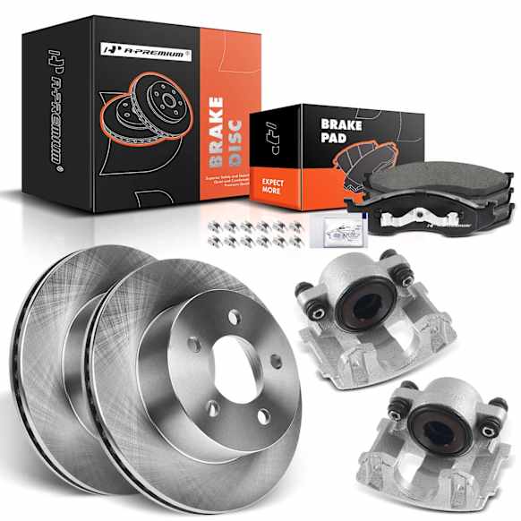 APBRPR715 8 Pcs Front Disc Brake Rotors & Ceramic Brake Pads & Brake Calipers
