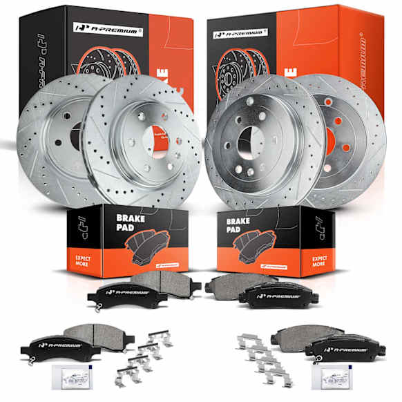 APBRPS075 Front & Rear Drilled Rotors & Ceramic Brake Pads