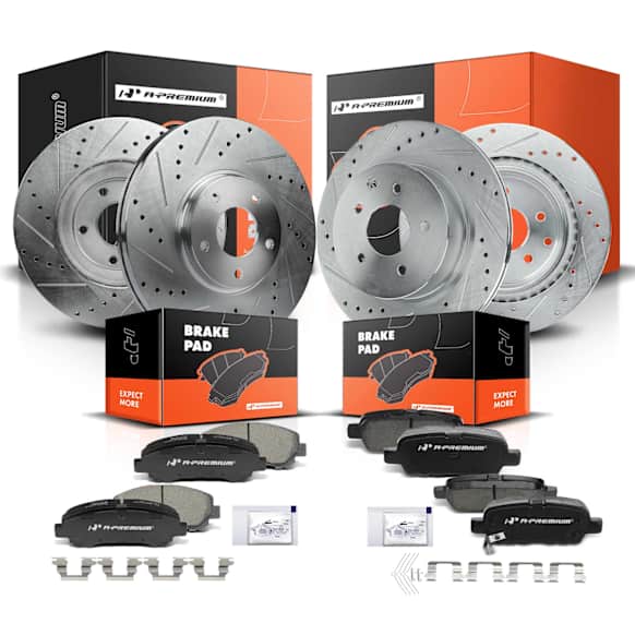 APBRPS108 Front & Rear Drilled Rotors & Ceramic Brake Pads
