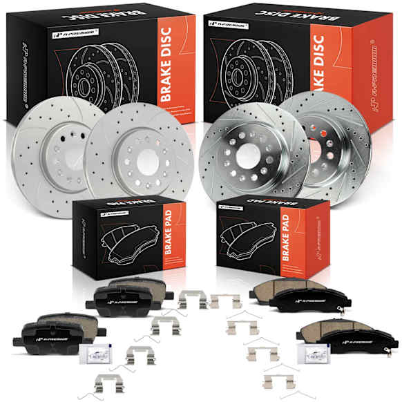 APBRPS1559 12 Pcs Front & Rear Drilled Brake Rotors & Ceramic Brake Pads