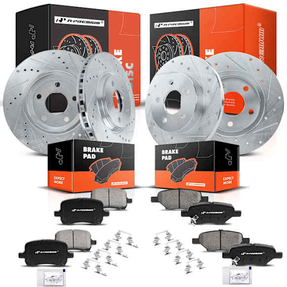 APBRPS243 Front & Rear Drilled Rotors & Ceramic Brake Pads