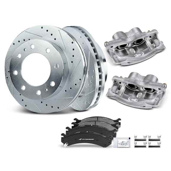APBRPS747 8 Pcs Front Drilled Brake Rotors & Pads + Brake Calipers