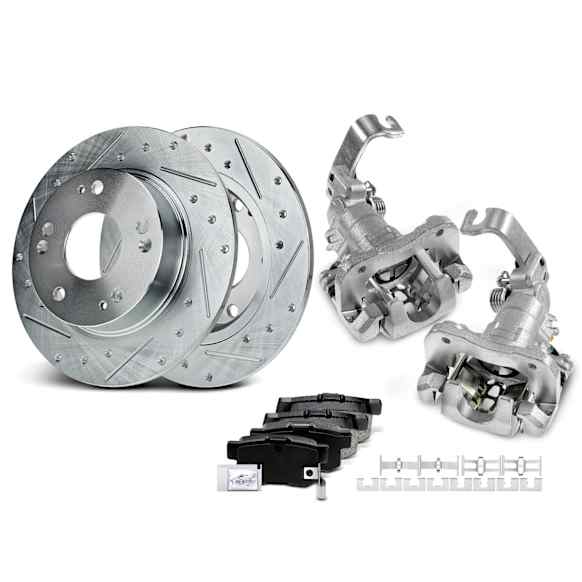 APBRPS752 8 Pcs Rear Drilled Brake Rotors & Pads + Brake Calipers