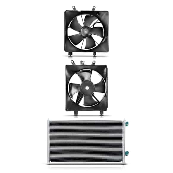 APCON1037 1 Pc AC Condenser & 2 Pcs Single Cooling Fan Assembly Kit
