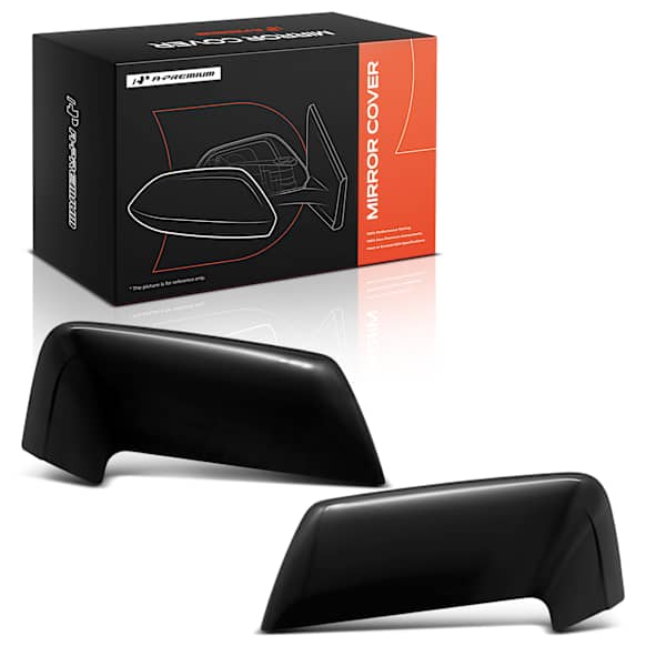 APMCR095 2 Pcs Mirror Cover Cap Smooth Black