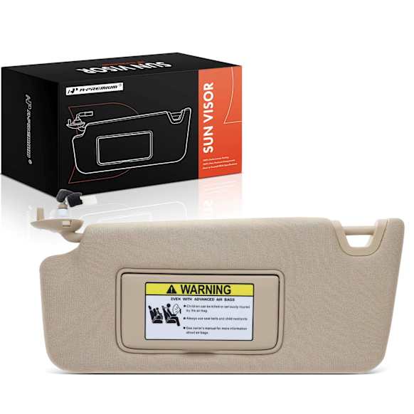 APSVR068 Front Driver Beige Sun Visor with Light & Mirror